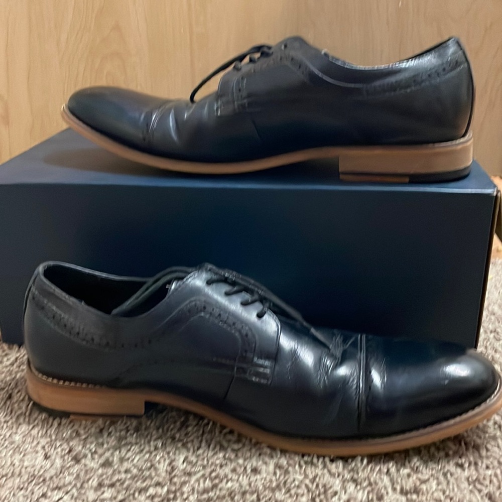 Stacey Adams Dark Blue Oxford Dress Shoes (11.5)